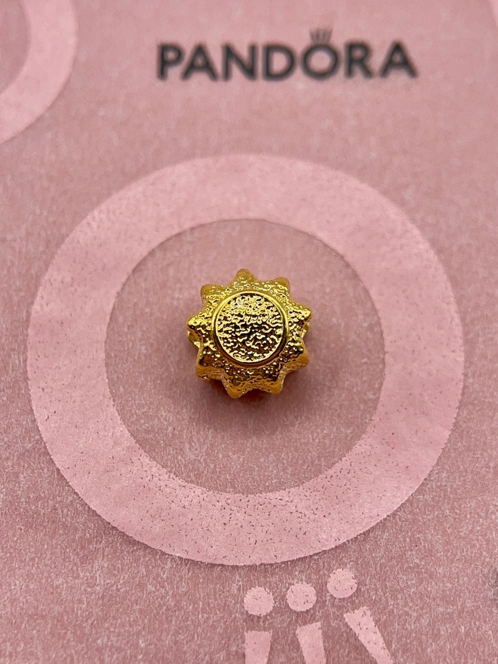 Pandora Gold Plated Textured Celestial Sun Mini Charm
